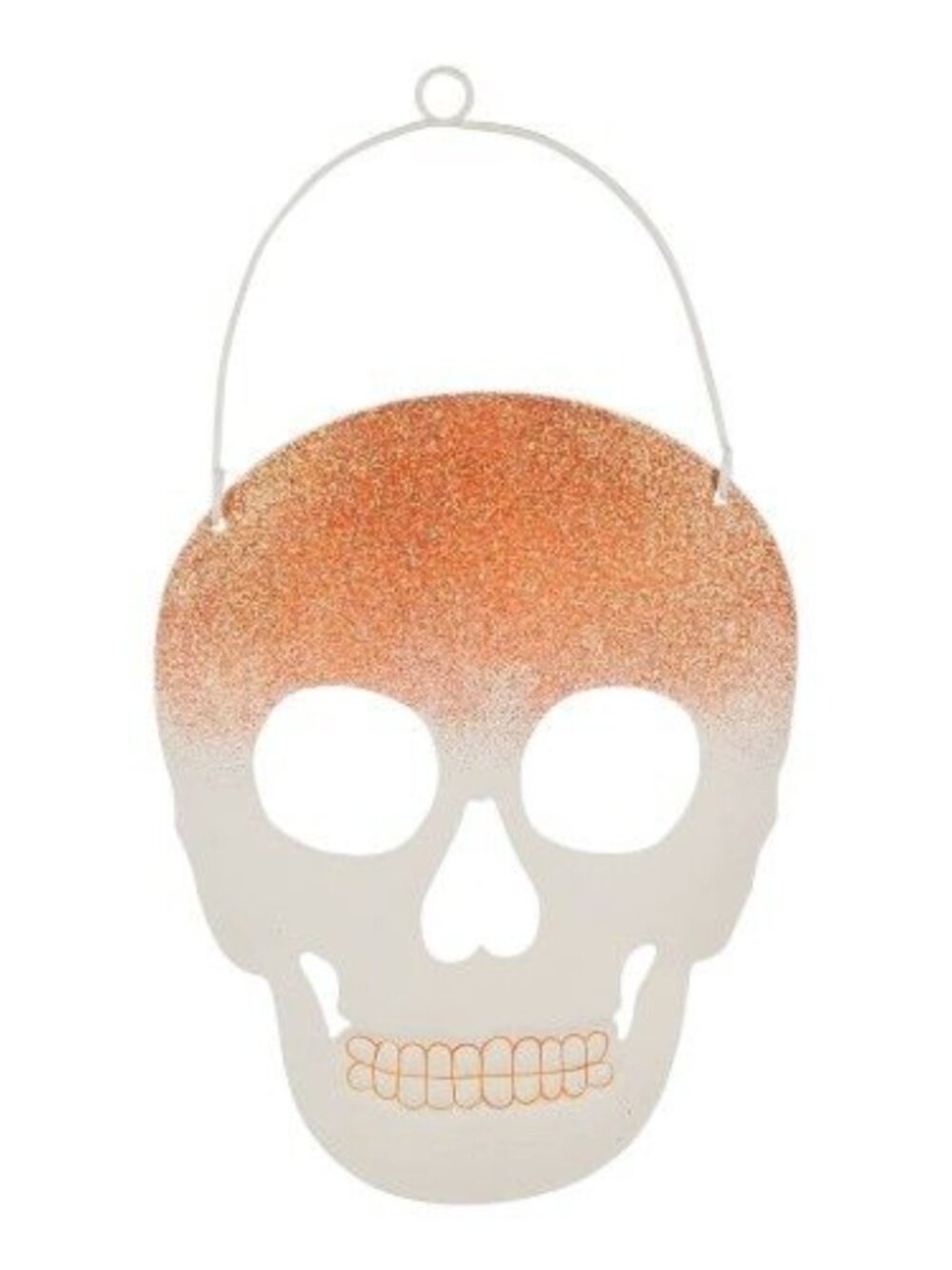 Metal Hanging Skull Head Face Wall Decor Peach or Lime Green Glitter Holiday